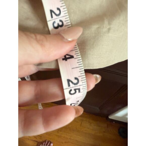 WINTERSILKS | Linen and Silk Tan and cream Drape Collar Overshirt Shacket Medium - Picture 9 of 9